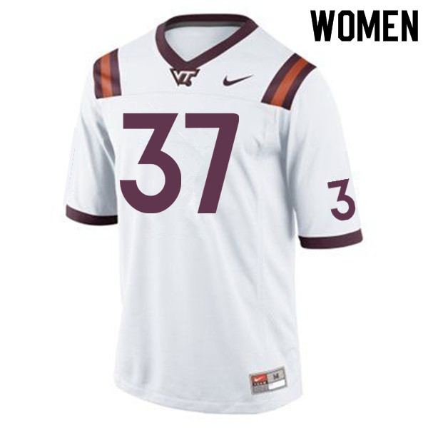 Women #37 Brion Murray Virginia Tech Hokies College Football Jerseys Sale-White